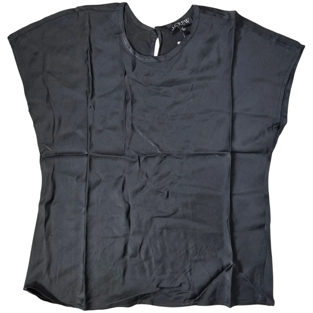 J. Crew Black Short Sleeve Satin like Tee